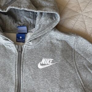 Nike Kids Light Gray Zip-Up Hoodie